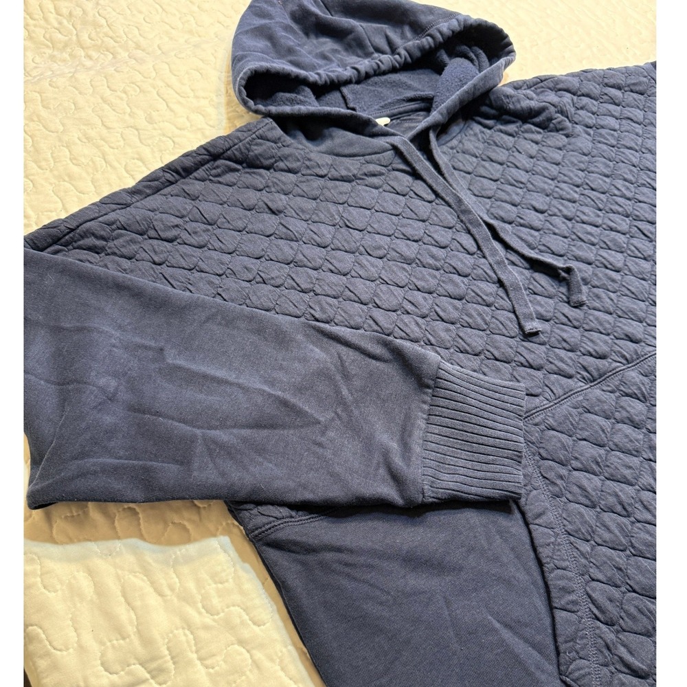 Women XL Hoodie Blue Quilted Mixed Media Pullover GORPCORE LOUNGEWEAR BASIC COZY